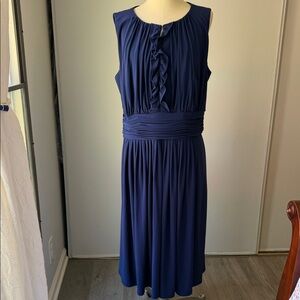 Jessica Howard Navy Sleeveless Ruffle-Front Midi Dress
